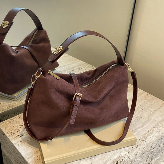 Sacs à main en Faux daim avec fermeture éclair pour femmes, sacs à bandoulière simples, solides, de haute qualité