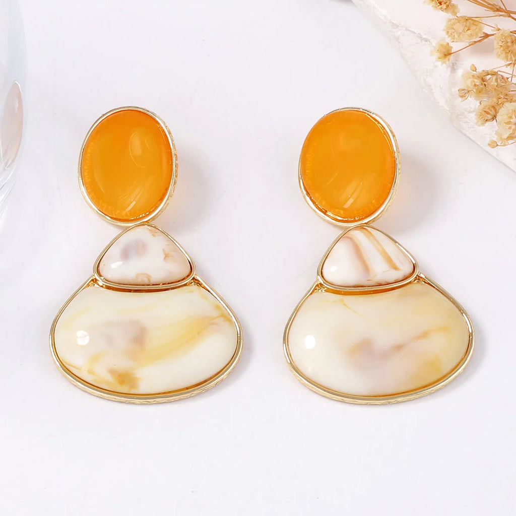 Boucles d'oreilles géométriques Vintage élégantes en résine