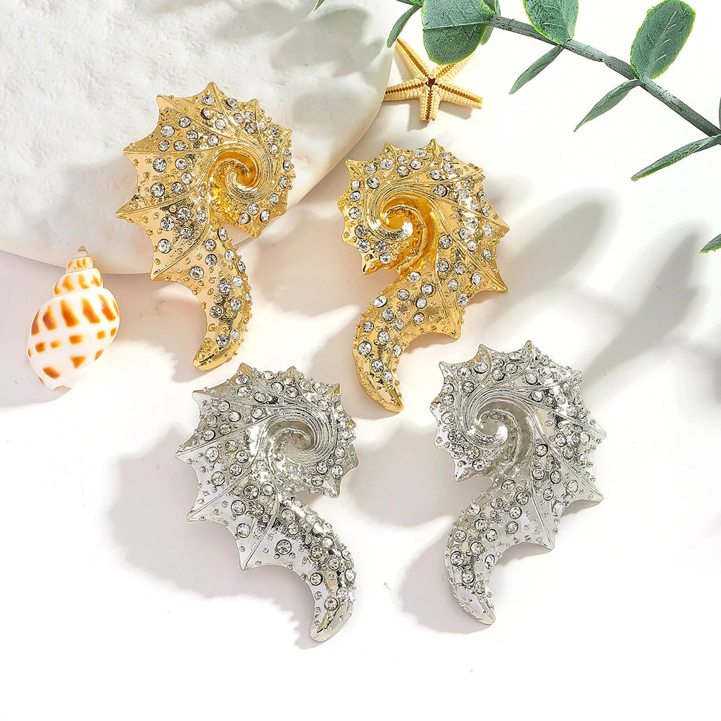 Boucles d'oreilles en forme de coquille de conque plaqué or