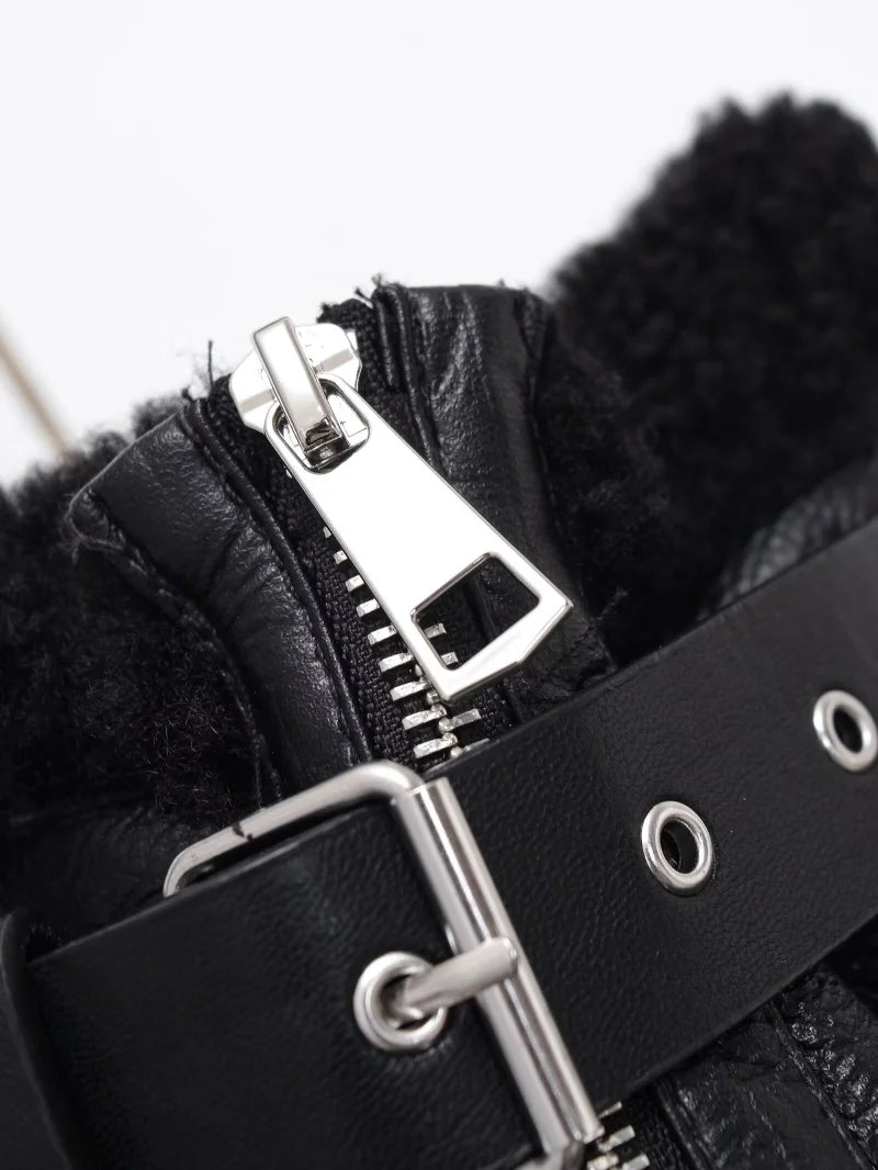 Veste polaire col haut moto fourrure