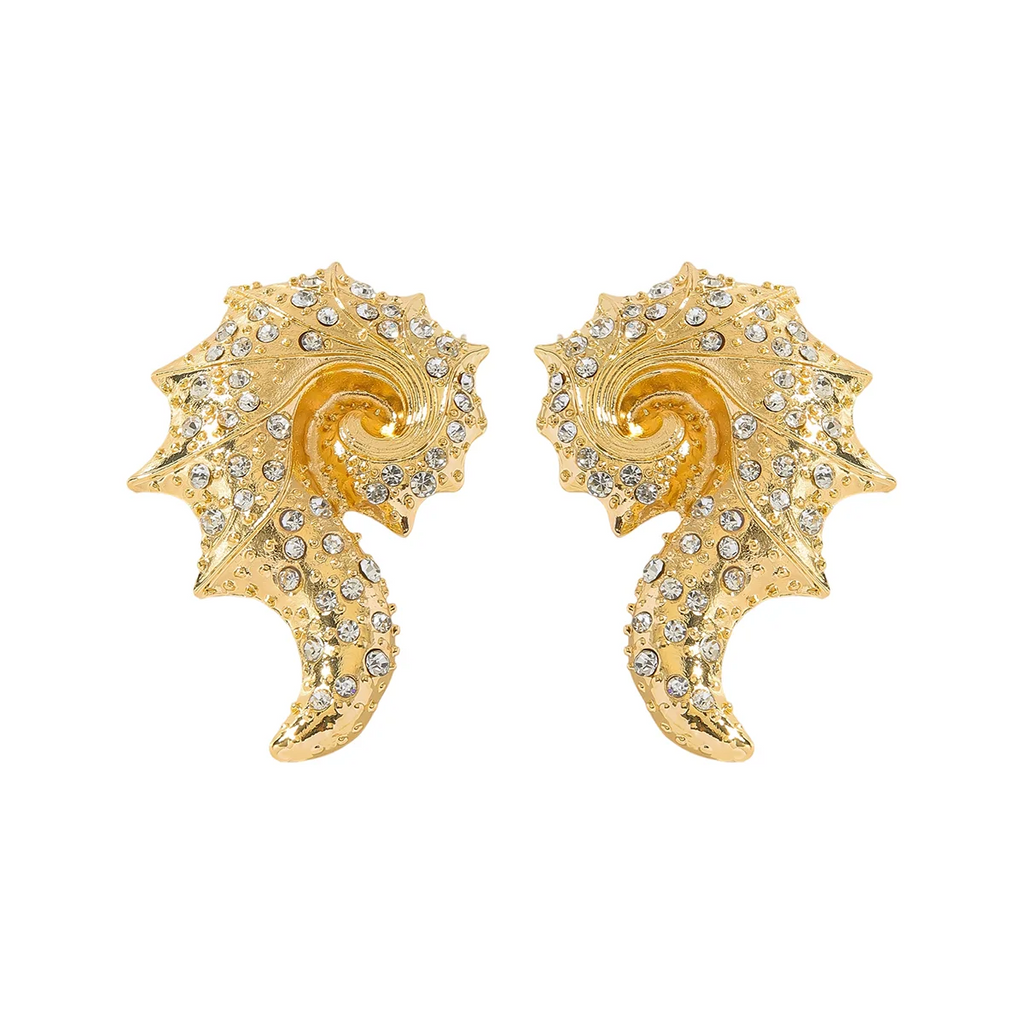 Boucles d'oreilles en forme de coquille de conque plaqué or