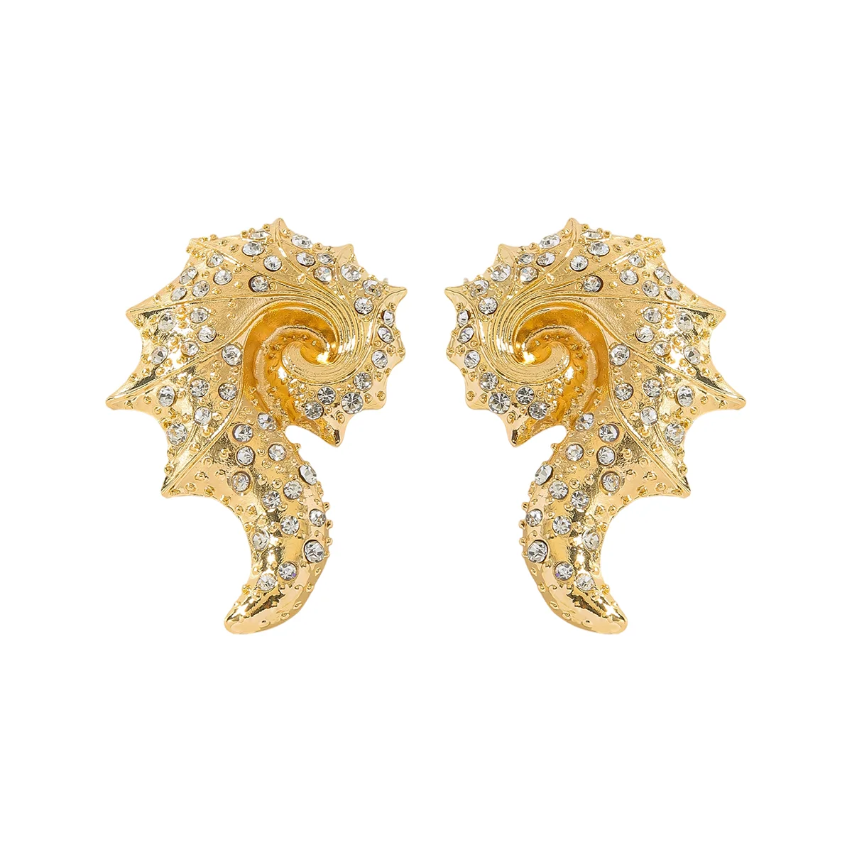 Boucles d'oreilles en forme de coquille de conque plaqué or