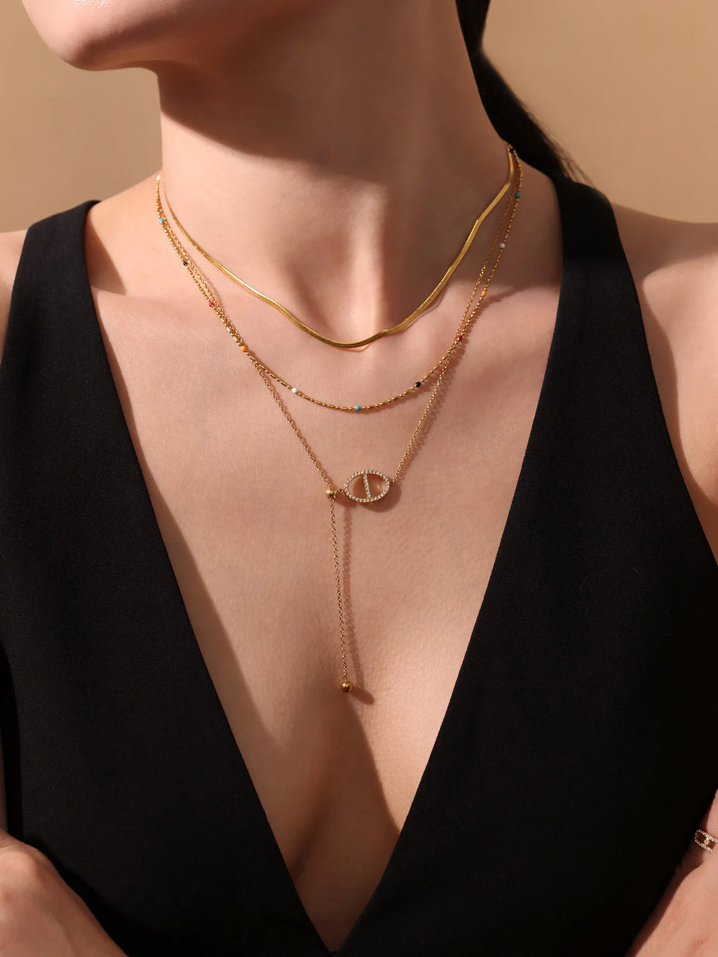 Grande chaîne extractible en acier inoxydable plaqué or