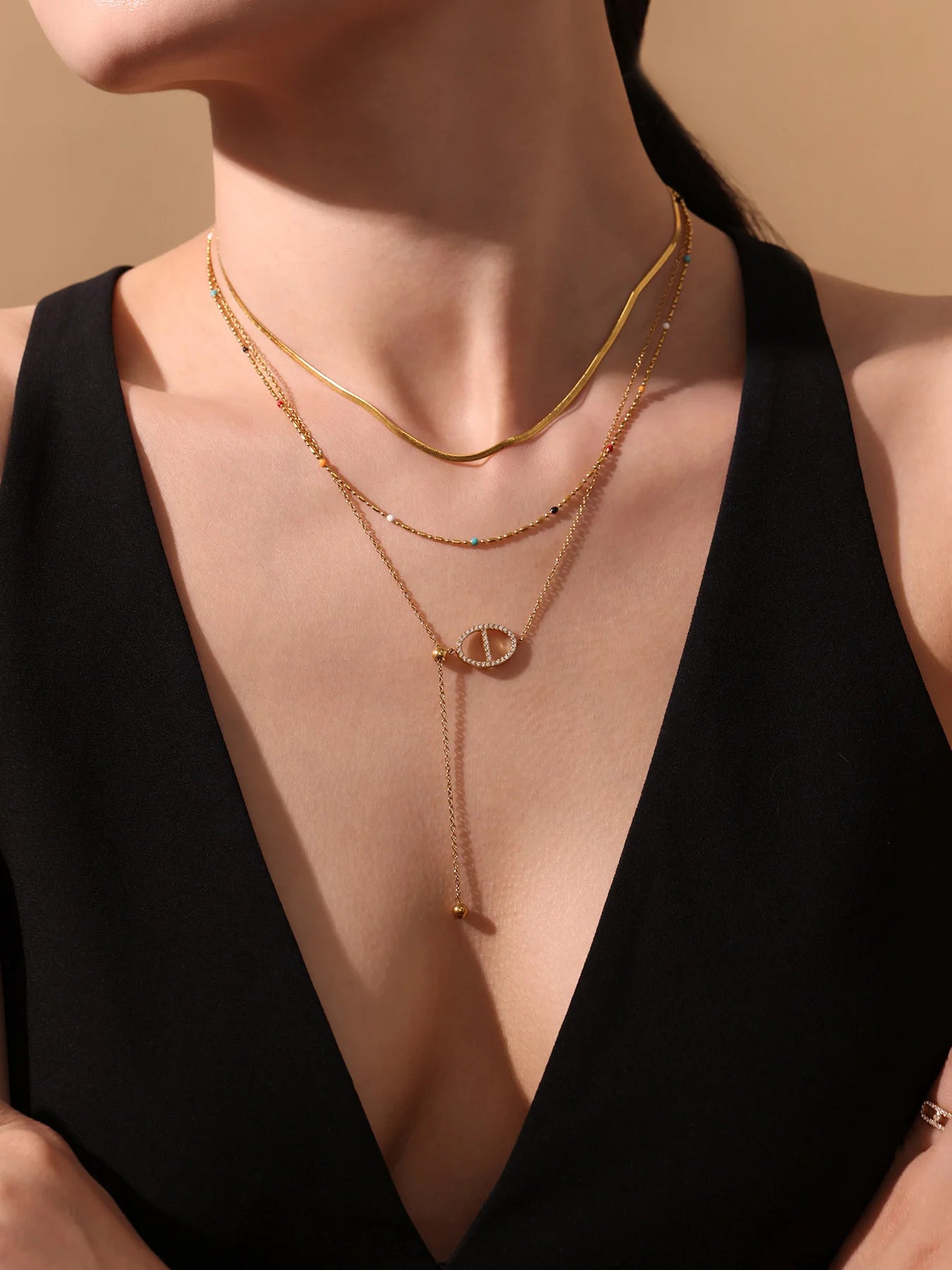 Grande chaîne extractible en acier inoxydable plaqué or