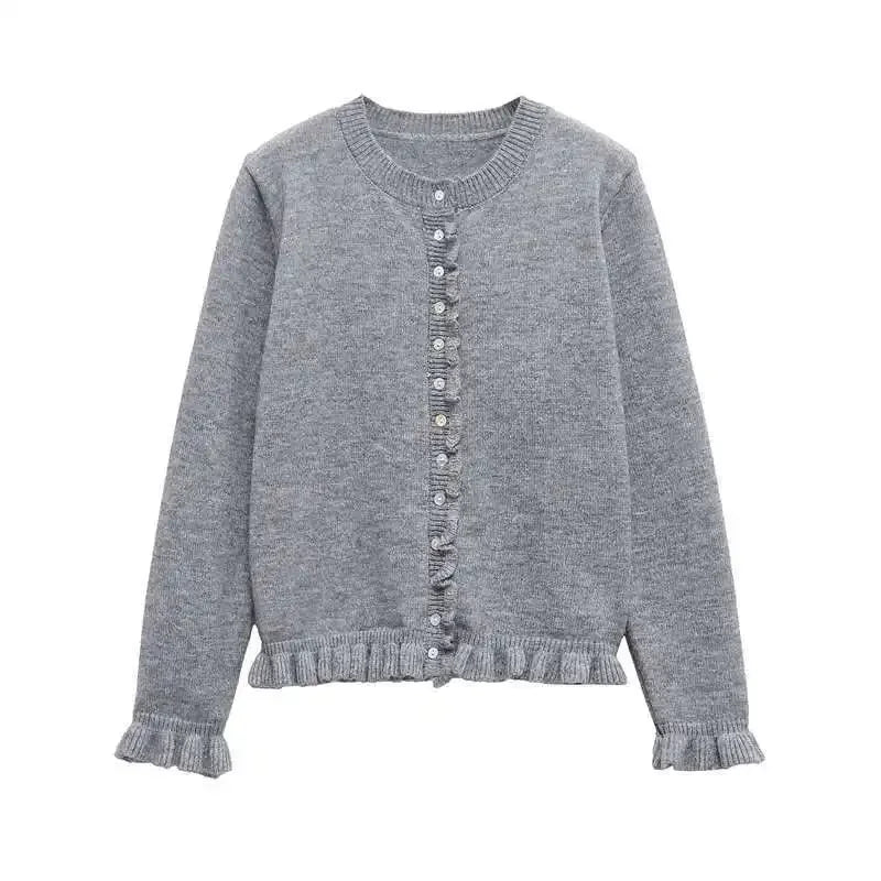 Gilet en maille à volants