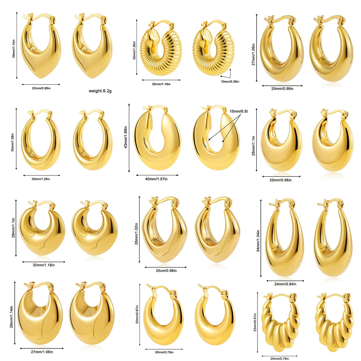 Boucles d'oreilles rondes épaisses Vintage