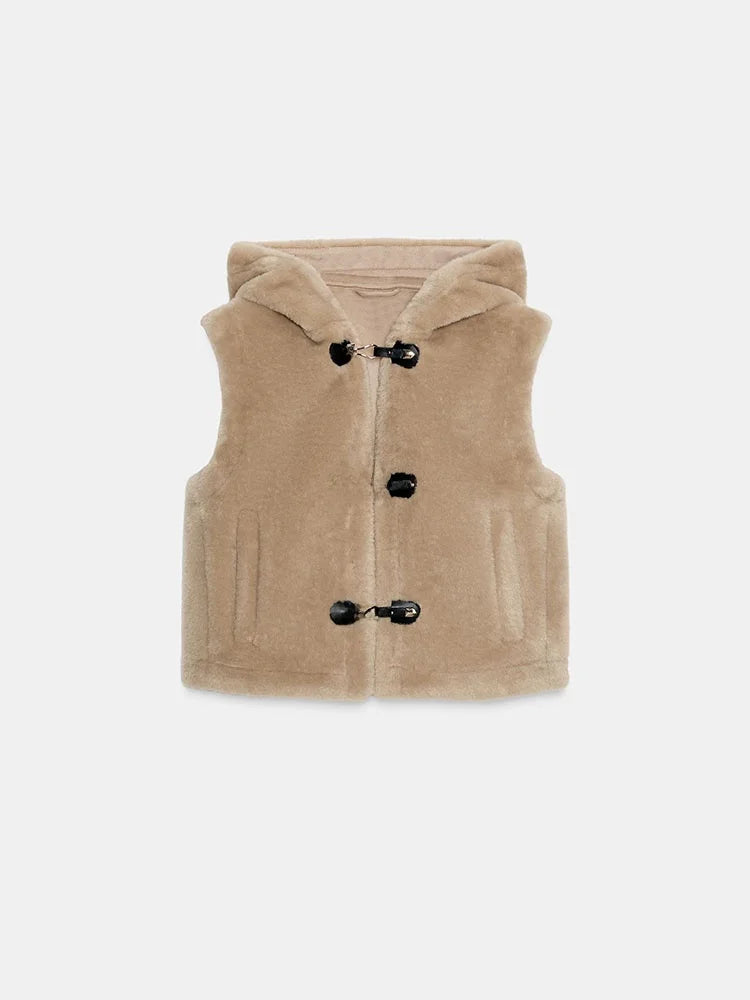 Veste sans manches en fausse fourrure