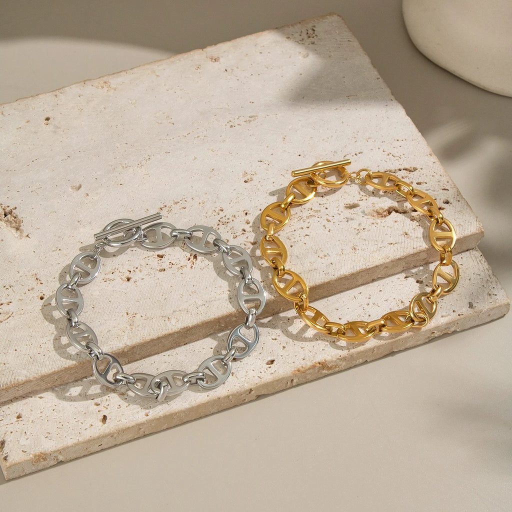 Bracelet à chaîne épaisse plaqué or 18 carats