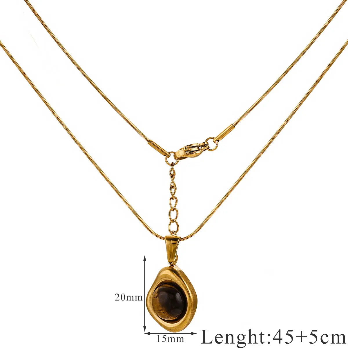 Collier pendentif œil du tigre 45cm en acier inoxydable