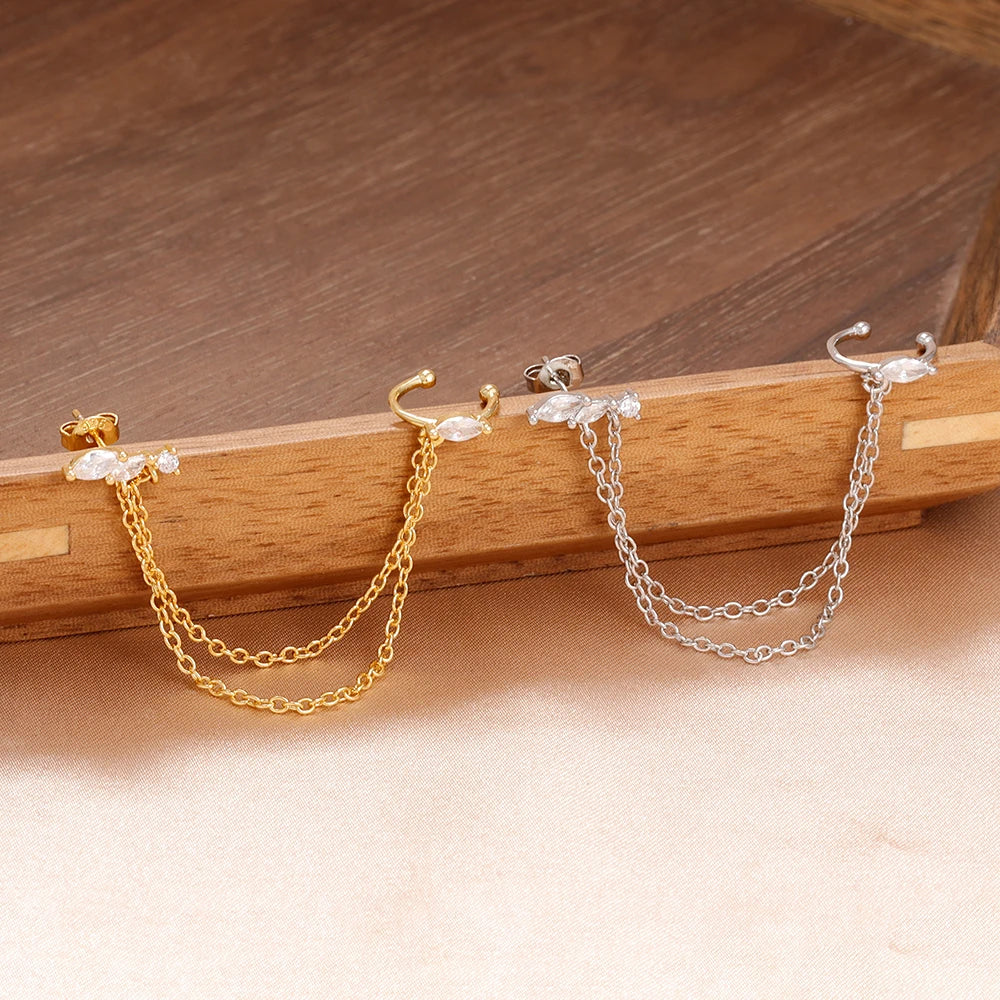 Boucles d'oreilles à pampilles en acier inoxydable