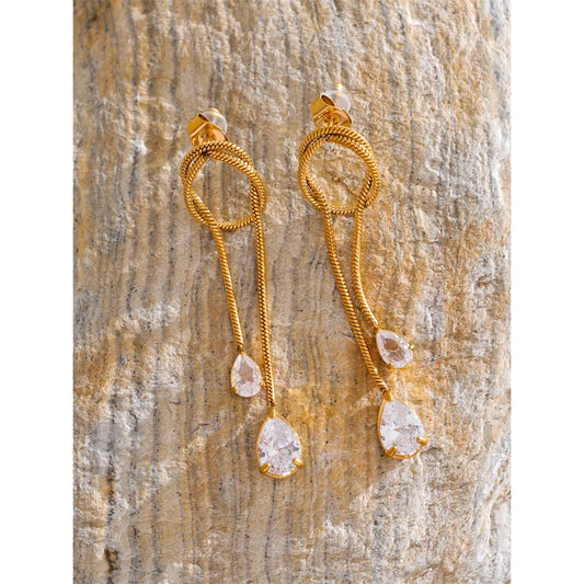 Boucles d'oreilles gland chaîne cubique acier inoxydable