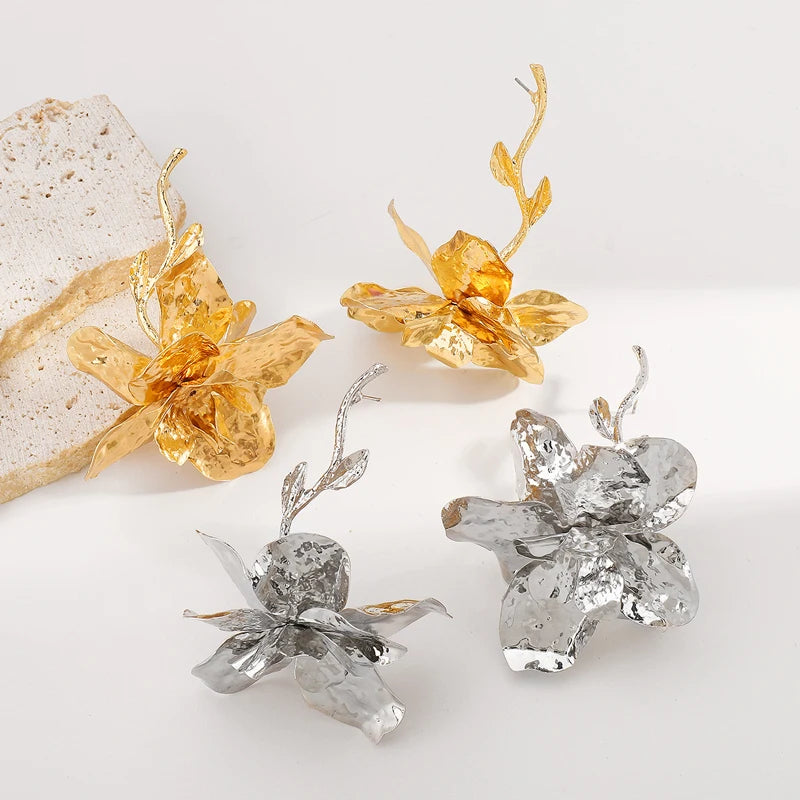 Boucles d'oreilles Vintage en métal feuille
