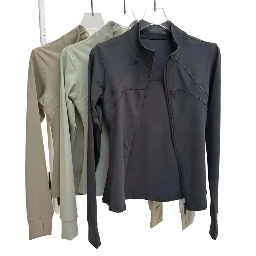 veste pour femmes, haut de gamme, col montant, manches longues, veste de sport, course à pied, entraînement, haut de Fitness, coupe-vent