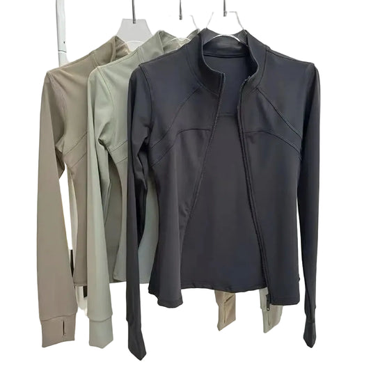 veste pour femmes, haut de gamme, col montant, manches longues, veste de sport, course à pied, entraînement, haut de Fitness, coupe-vent