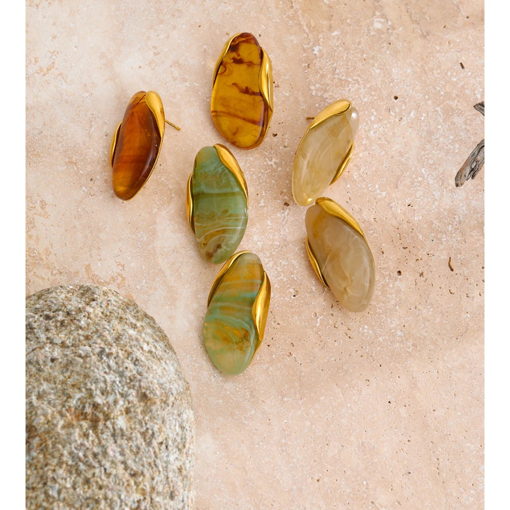 Boucles d'oreilles géométriques en résine en acier inoxydable