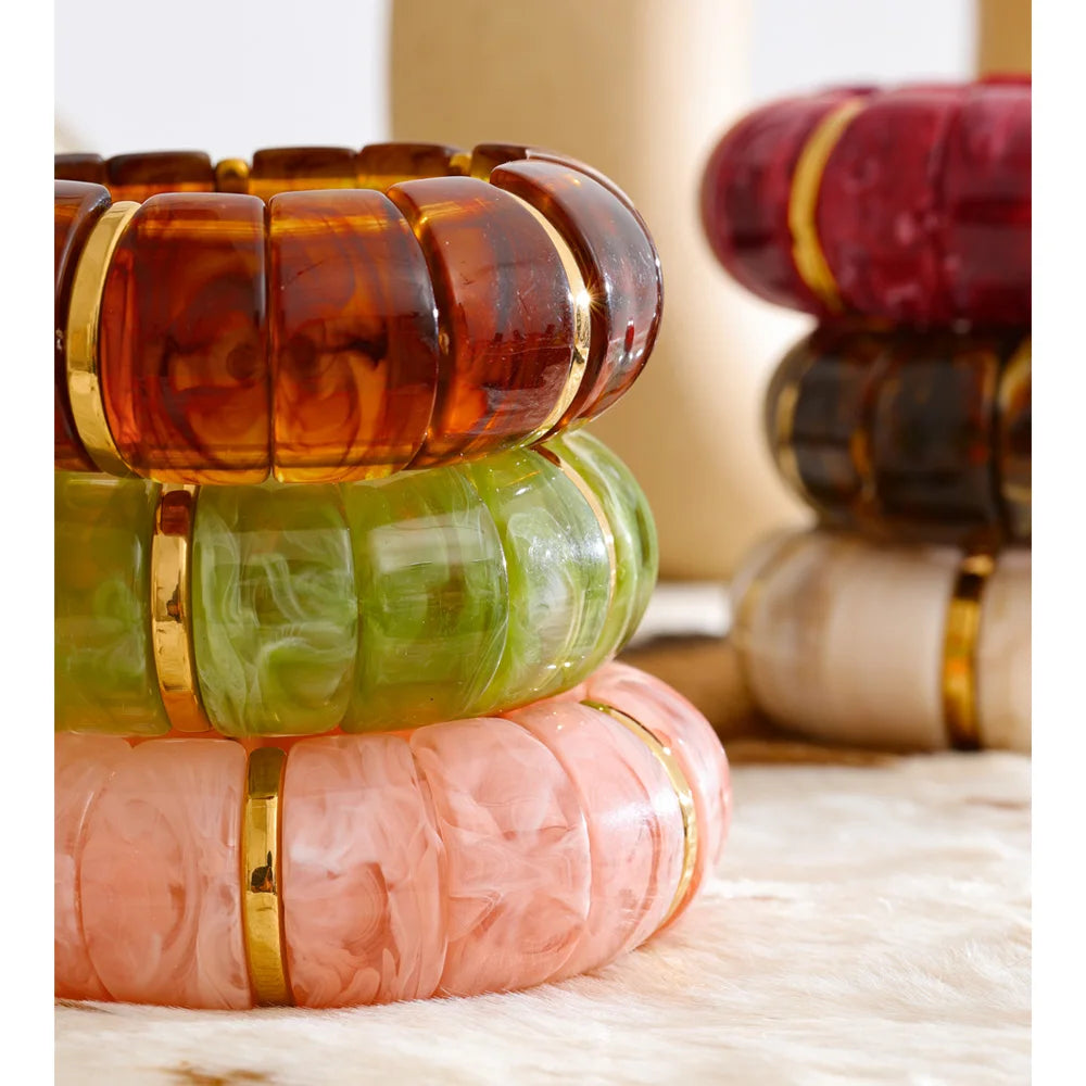 Bracelet large en résine élastique acrylique