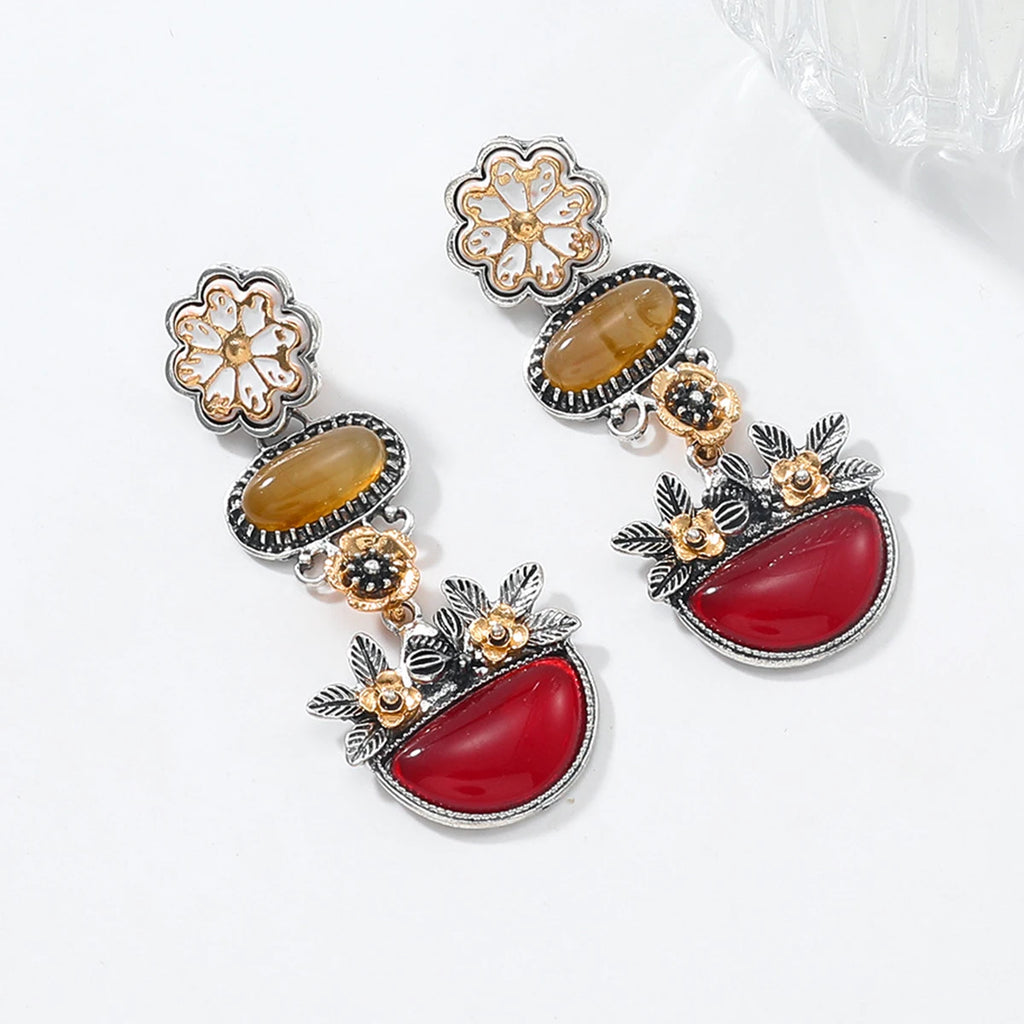 Boucles d'oreilles Vintage marguerite fleur résine