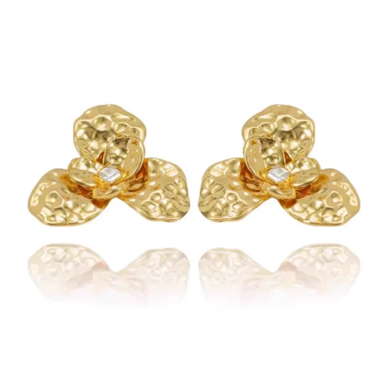 Boucles d'oreilles à fleurs en alliage de cuivre