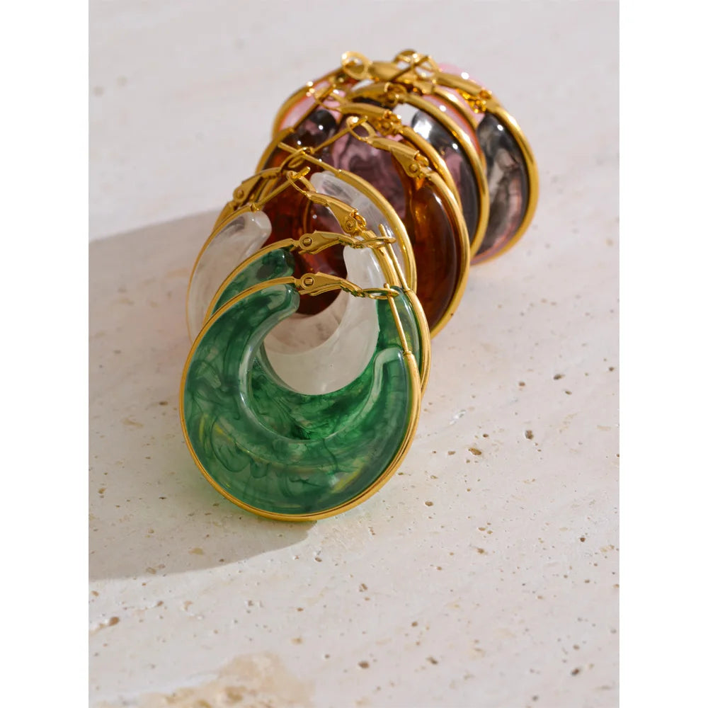 Grosses boucles d'oreilles en acier inoxydable et acrylique