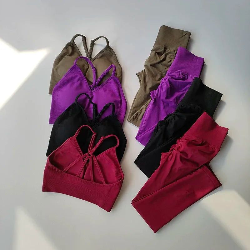 Ensemble d'exercice pour femmes, taille haute, pêche, levage des hanches, antichoc, vêtements de Yoga, Fitness, pour la course et le coiffage