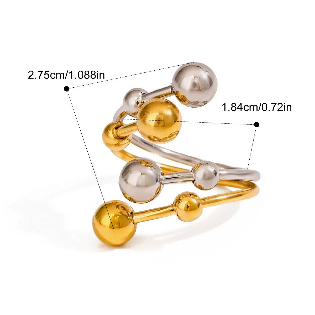 Bague creuse géométrique en acier inoxydable plaqué 18 carats