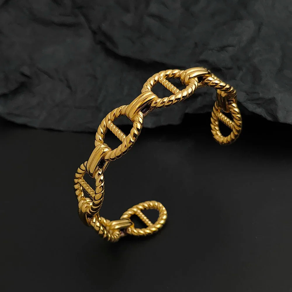 Creative stainless steel gold-plated couple bracelet