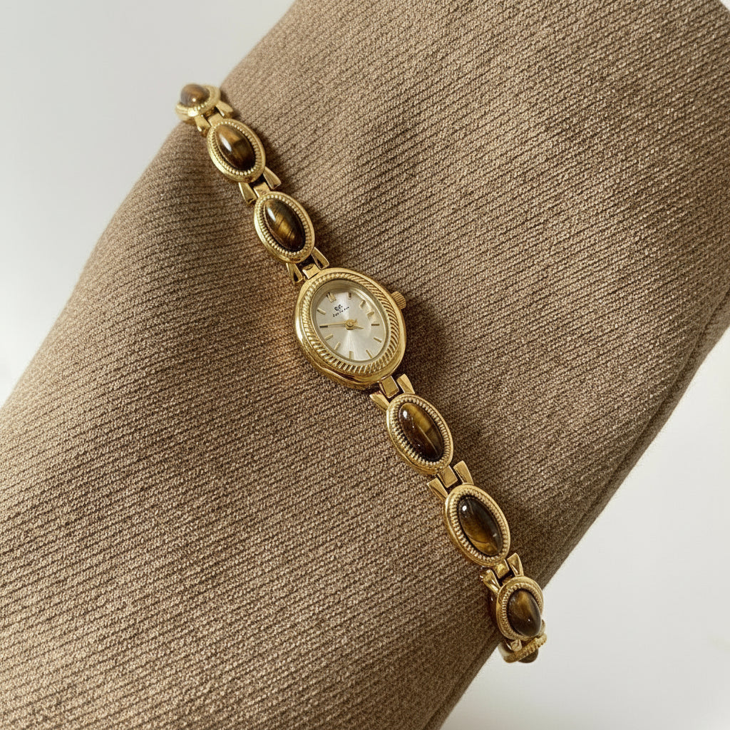 Montre ovale œil du tigre