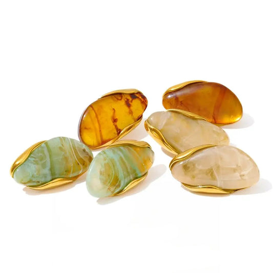 Boucles d'oreilles géométriques en résine en acier inoxydable