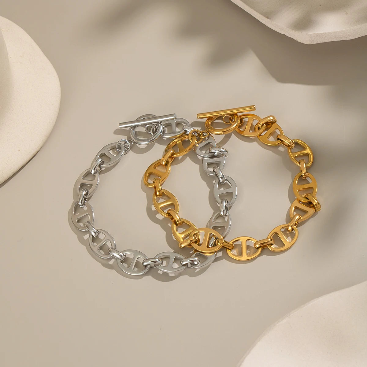 Bracelet à chaîne épaisse plaqué or 18 carats