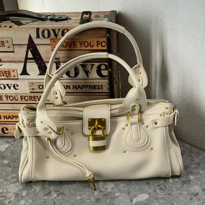 Sac fourre-tout de créateur à boucle de verrouillage vintage