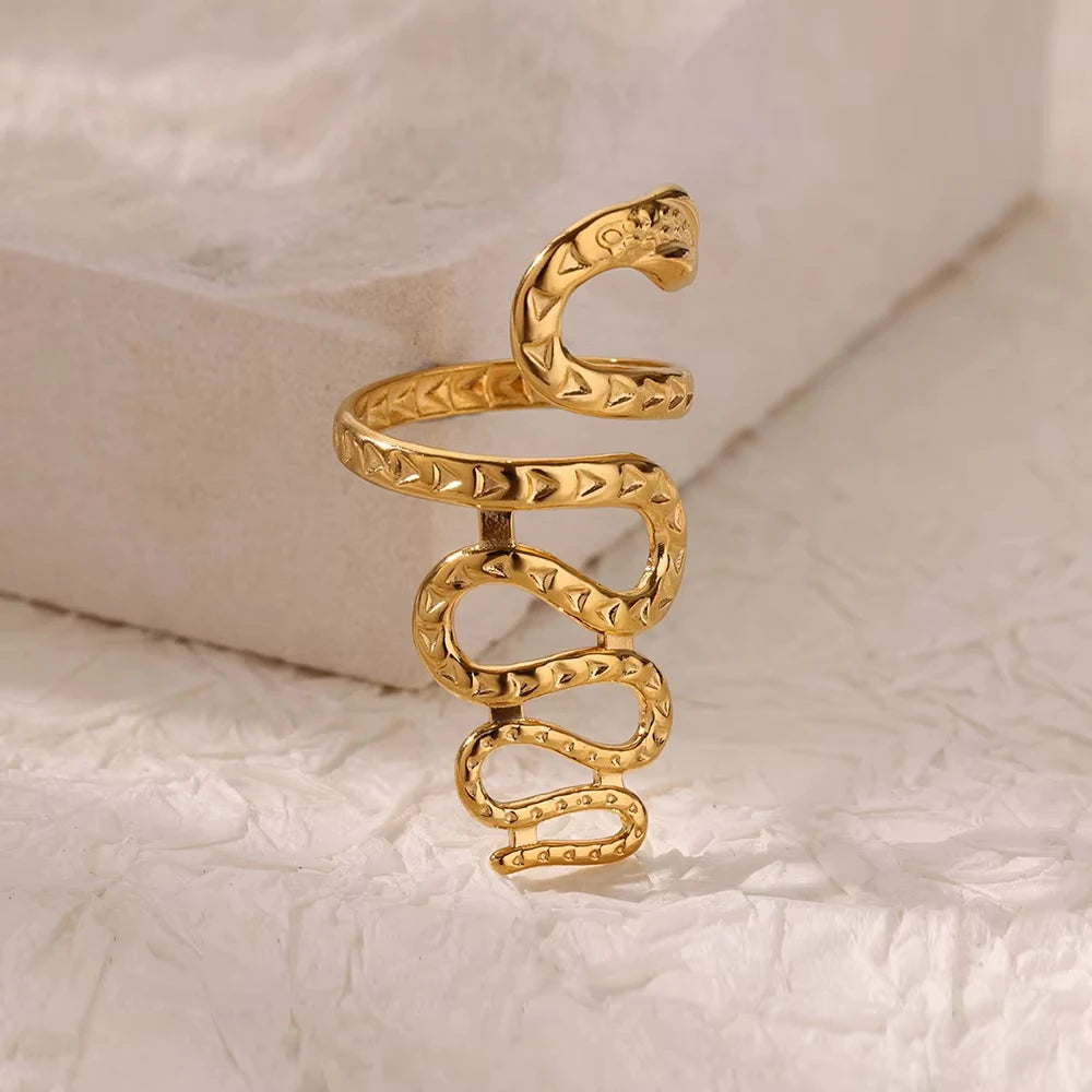 Bagues serpent en acier inoxydable plaqué or