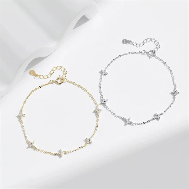 Bracelet fleurs en cristal en acier inoxydable