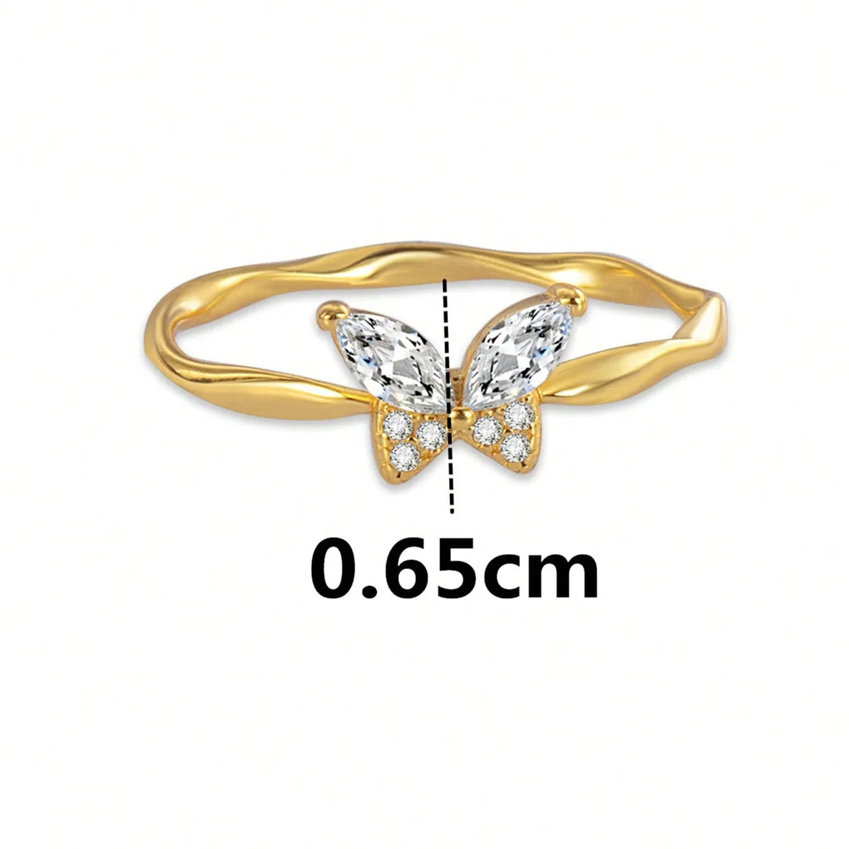 Bague papillon en argent Sterling 925 véritable plaqué or 18 carats