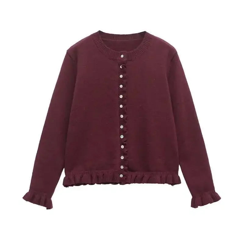 Gilet en maille à volants