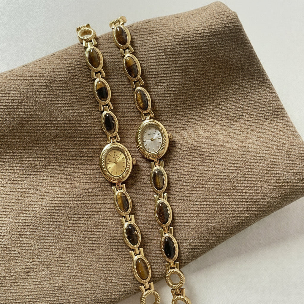 Montre ovale œil du tigre