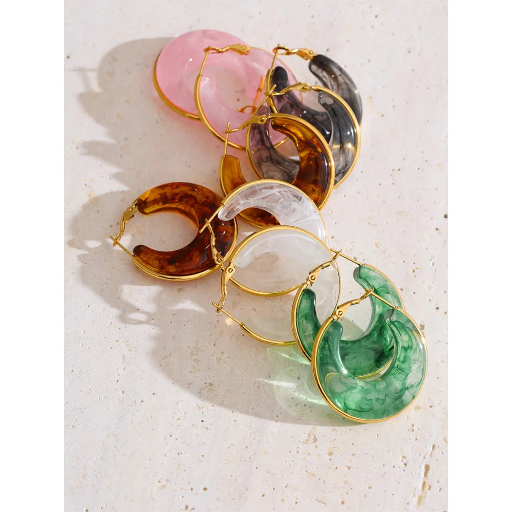 Grosses boucles d'oreilles en acier inoxydable et acrylique