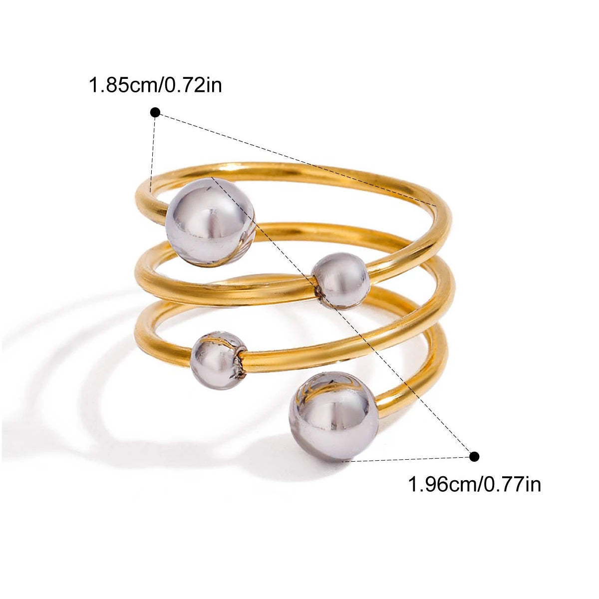 Bague creuse géométrique en acier inoxydable plaqué 18 carats