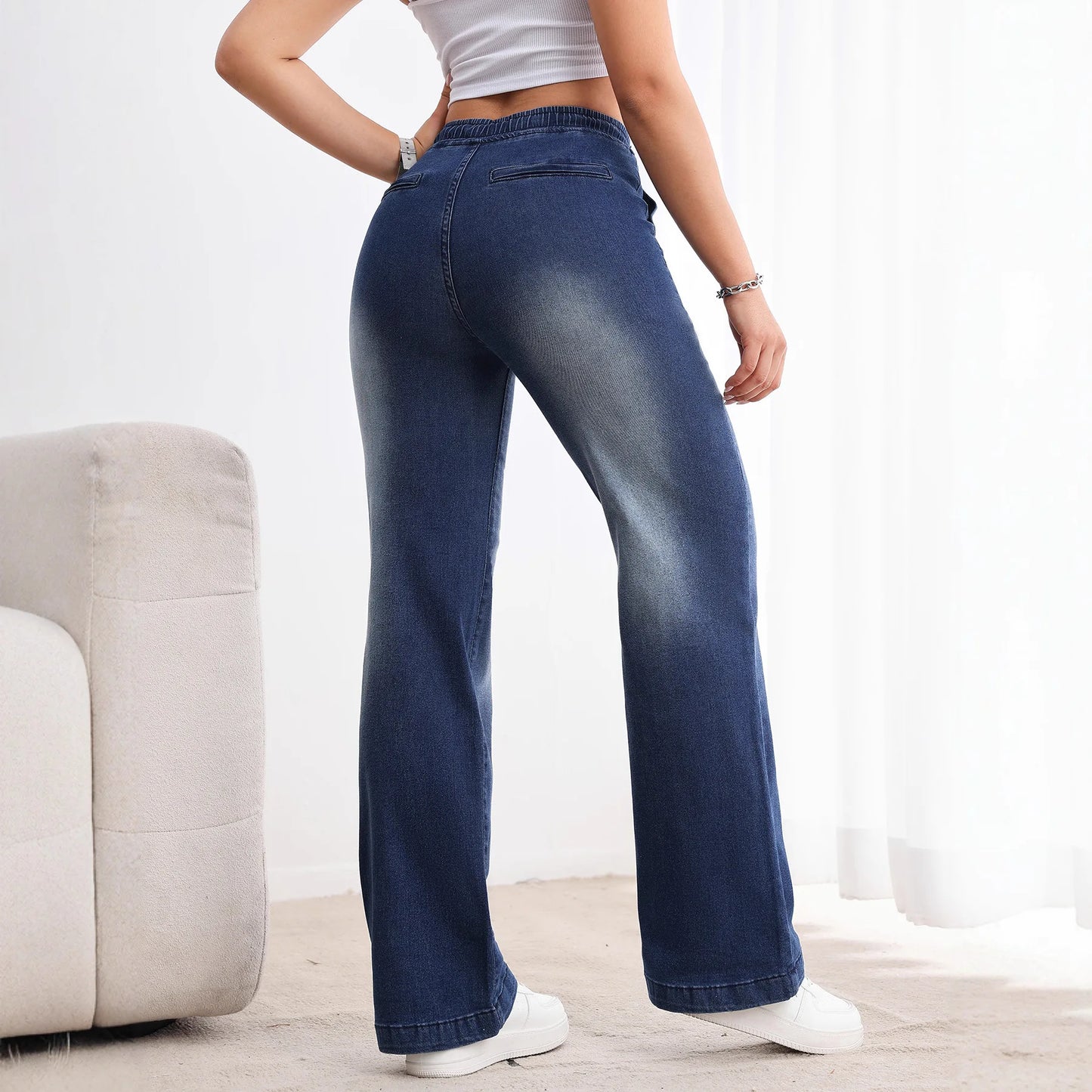 Jean taille élastique, cordon de serrage