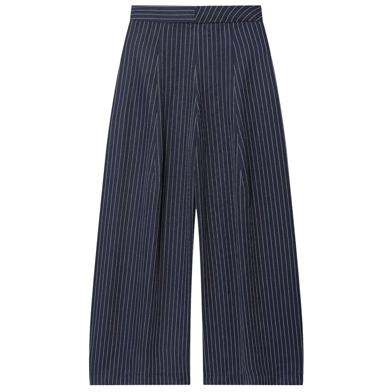 Pantalon plissé rayé