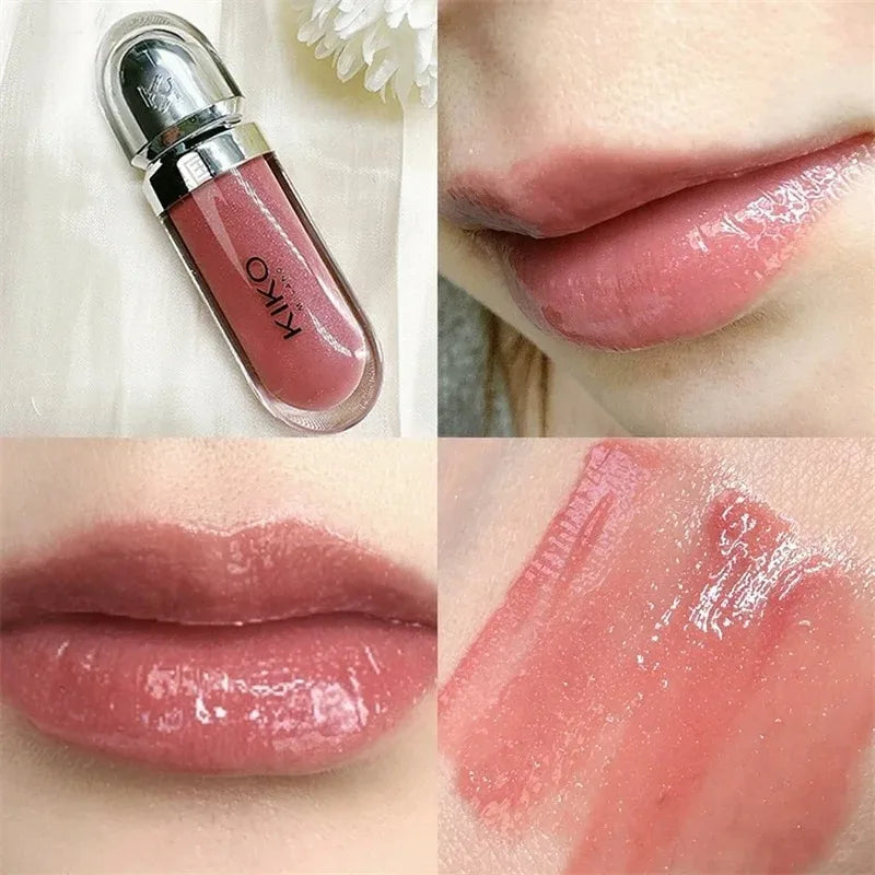 3D liquide vernis à lèvres Transparent miroir à lèvres rouge à lèvres nourrissant brillant lèvres complètes ne se décolore pas lait thé haricots pâte maquillage