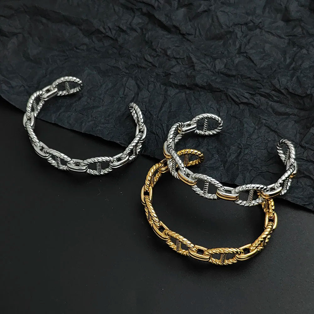 Creative stainless steel gold-plated couple bracelet