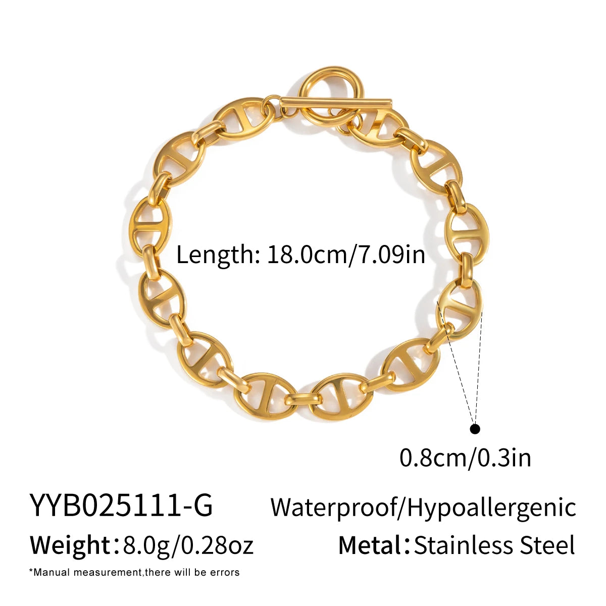 Bracelet à chaîne épaisse plaqué or 18 carats