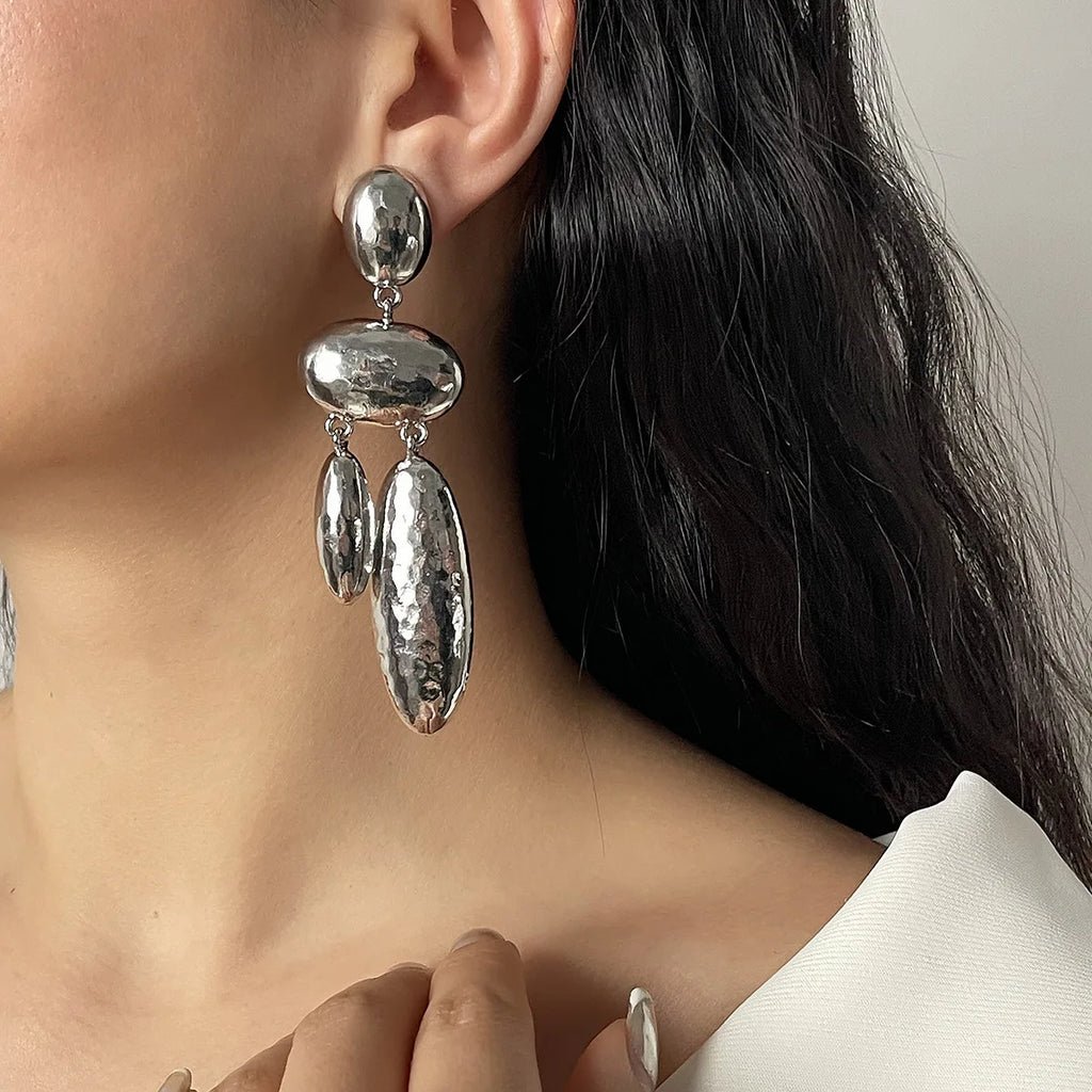 Boucles d'oreilles goutte d'eau en métal épais