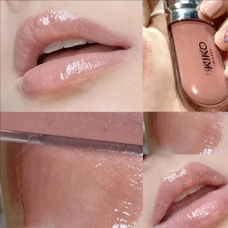 3D liquide vernis à lèvres Transparent miroir à lèvres rouge à lèvres nourrissant brillant lèvres complètes ne se décolore pas lait thé haricots pâte maquillage