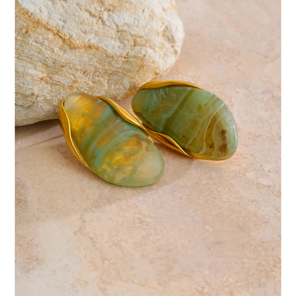 Boucles d'oreilles géométriques en résine en acier inoxydable