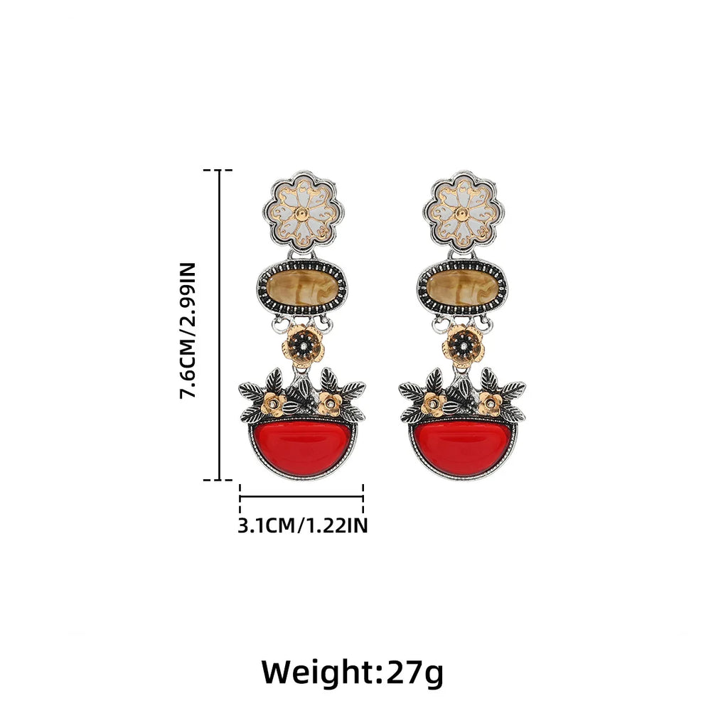 Boucles d'oreilles Vintage marguerite fleur résine