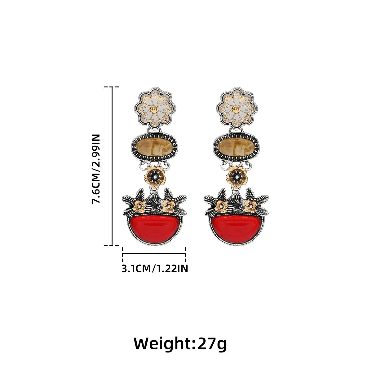Boucles d'oreilles Vintage marguerite fleur résine