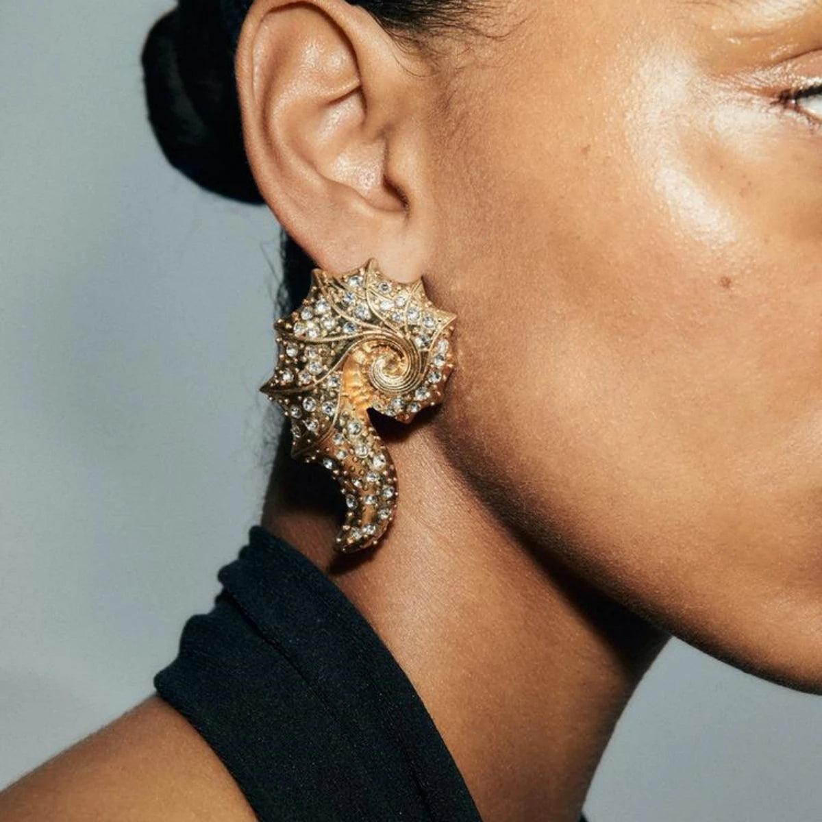 Boucles d'oreilles en forme de coquille de conque plaqué or