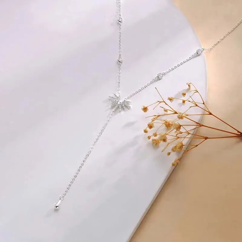 Collier pendentif en forme de Y en acier inoxydable