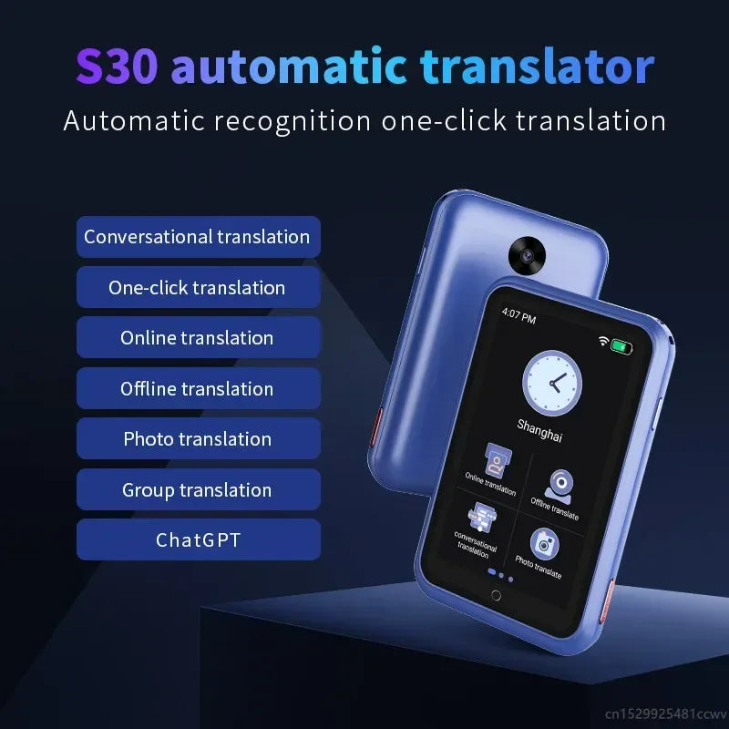 Dispositif de traduction de langue S30 4G avec traduction vocale 138 langues 19 traduction hors ligne interprétation simultanée